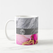 Mug Marbre rose Diamond Nom de la Parties scintillant  (Gauche)