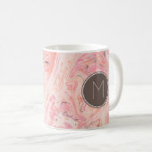 Mug Marbre Rose Élégant Monogramme (Devant droit)