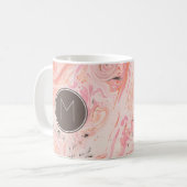 Mug Marbre Rose Élégant Monogramme (Devant gauche)