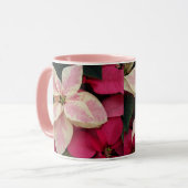 Mug Marbre rose et crème Poinsettia vacances (Devant gauche)