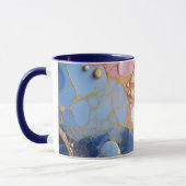 Mug Marbre Rose et Saphir avec Perles Dorées (Gauche)