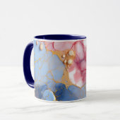 Mug Marbre Rose et Saphir avec Perles Dorées (Devant gauche)
