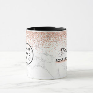 Mug Marbre Rose Gold Parties scintillant Logo Votre no
