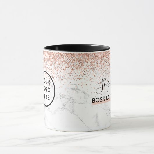 Mug Marbre Rose Gold Parties scintillant Logo Votre no (Centre)