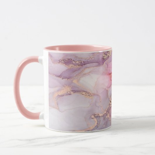Mug marbre rose mignon gris élégant (Gauche)