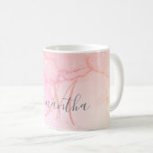 Mug Marbre rose moderne et Parties scintillant étincel (Devant droit)