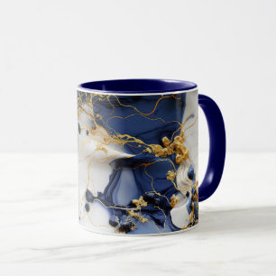 Mug Marbre Saphir de Minuit avec Fils d'Or