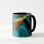 Mug Marbre sarcelle profond avec veines dorées audacie (Devant droit)