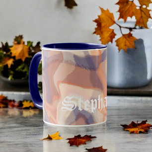 Mug Marbre script chute terre acotta violet moderne