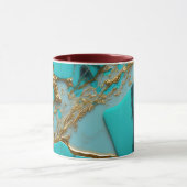 Mug Marbre Turquoise avec Veines Dorées (Centre)