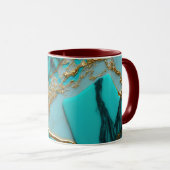 Mug Marbre Turquoise avec Veines Dorées (Devant droit)