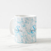Mug Marbre Turquoise Monogramme (Devant gauche)