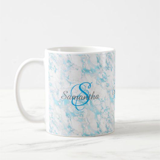 Mug Marbre Turquoise Monogramme (Gauche)