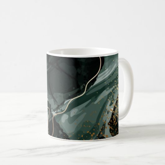 Mug marbre turquoise or vert moderne chic (Devant droit)