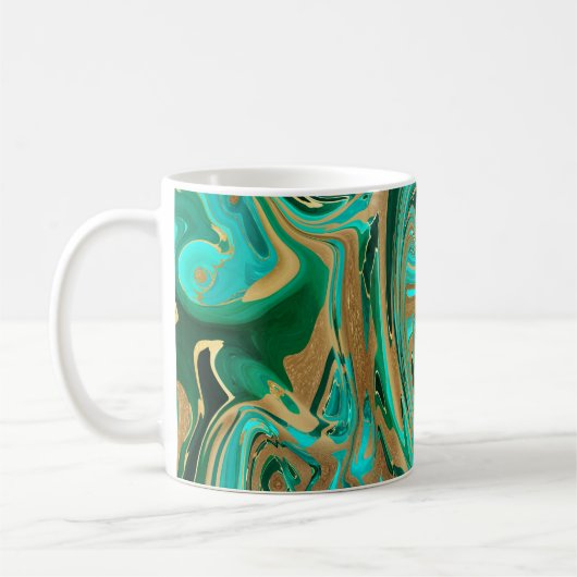 Mug Marbre vert et or liquide (Gauche)