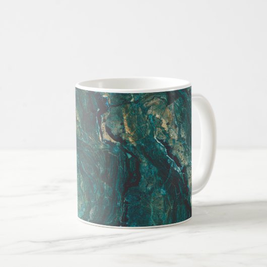 Mug Marbre vert foncé : texture luxueuse. (Devant droit)