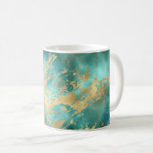 Mug Marbre Vert Turquoise Or (Devant droit)