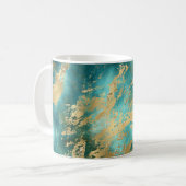 Mug Marbre Vert Turquoise Or (Devant gauche)