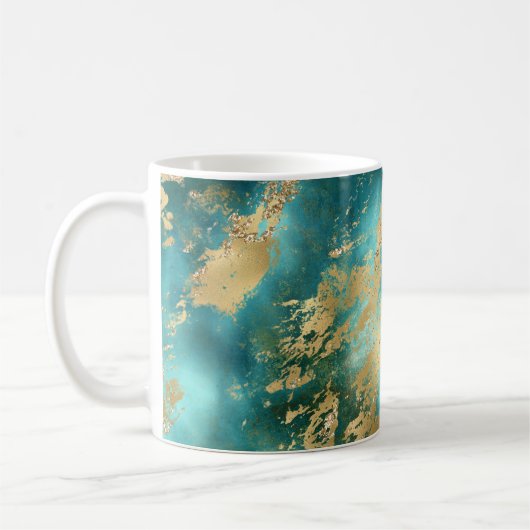 Mug Marbre Vert Turquoise Or (Gauche)