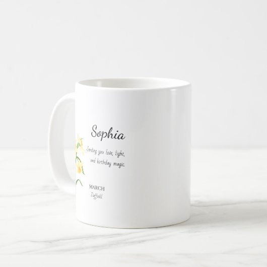 Mug March Daffodil Personalized Birthday (Devant gauche)