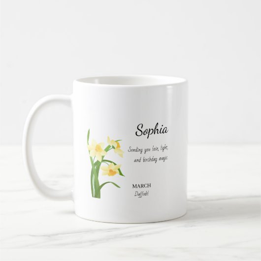 Mug March Daffodil Personalized Birthday (Gauche)