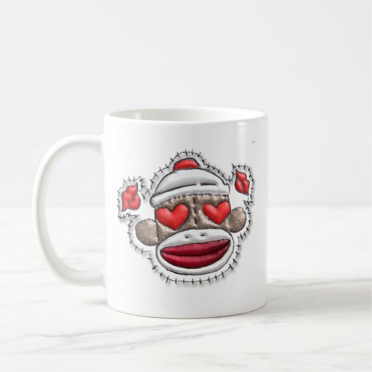 Mug Marchandises de Valentine de singe de chaussette (Gauche)