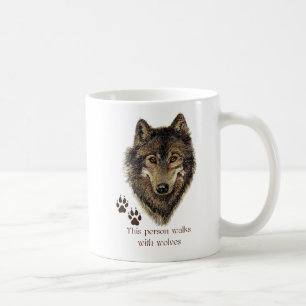 Mug Marche avec la citation de loups loups
