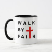 Mug Marche par la foi Croix chrétienne Bible Cote (Gauche)