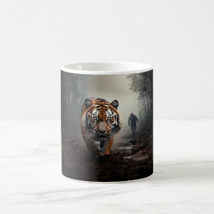 Mug Marcher Vieille forêt surréaliste de tigre noir et