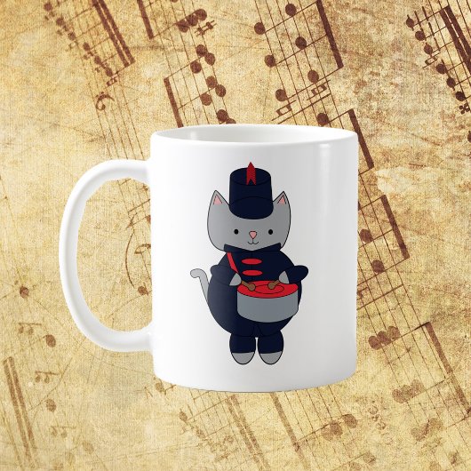 Mug Marching Band Snare Drum Cat Navy Blue Red