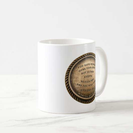 Mug Marcus Aurelius Citation Comment trouver la force (Devant droit)