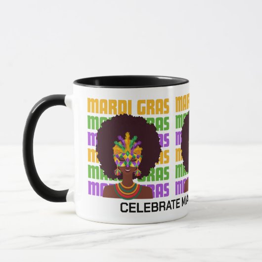 Mug MARDI GRAS Afro Queen personnalisée (Gauche)