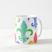 Mug Mardi Gras Arc-en-ciel Fleur de lis Monogramme (Devant droit)