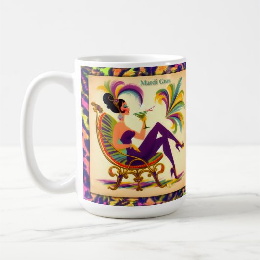 Mug Mardi Gras Femme Au Milieu Du Siècle Avec Martini (Gauche)
