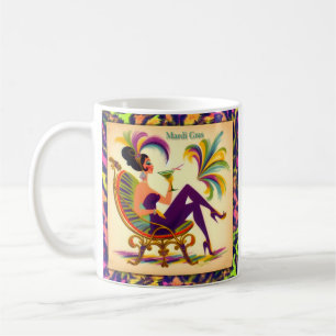 Mug Mardi Gras Femme Au Milieu Du Siècle Avec Martini