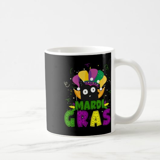 Mug Mardi Gras Funny Chat Noir Portant Clown Chat Mard (Droite)