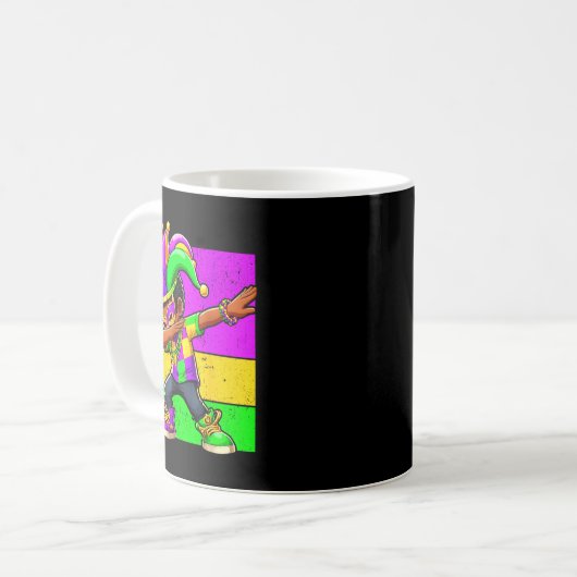 Mug Mardi Gras Funny Dabbing Black Boy Jester Hat Kid  (Devant gauche)