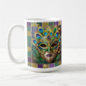 Mug Mardi Gras Gold Ceramic Peacock Feature Masque (Gauche)