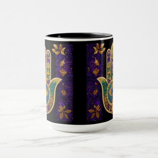 Mug Mardi Gras Gold violet vert Hamsas Art (Centre)