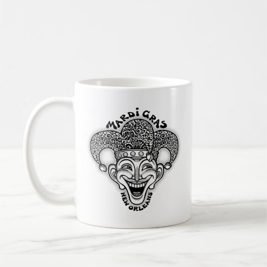 Mug Mardi Gras Jester b/w (Gauche)