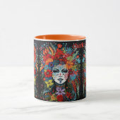 Mug Mardi Gras Masque Ajouter Nom Flower Headdress (Centre)