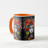 Mug Mardi Gras Masque Ajouter Nom Flower Headdress (Devant gauche)