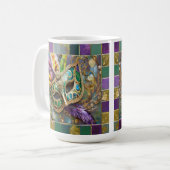 Mug Mardi Gras Masque de plumes vert et doré (Devant gauche)