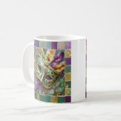 Mug Mardi Gras Masque de plumes vert et doré (Devant gauche)