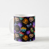 Mug Mardi Gras Masque de plumes violet vert bleu étoil (Devant gauche)