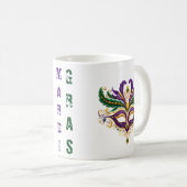 Mug Mardi Gras Masque Mug, Violet, Vert, Jaune (Devant droit)