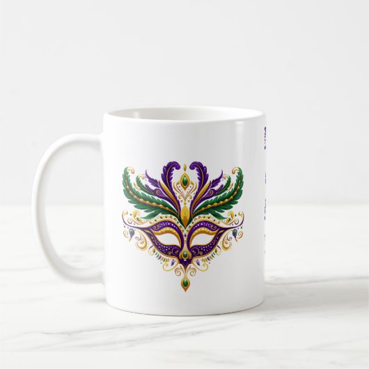 Mug Mardi Gras Masque Mug, Violet, Vert, Jaune (Gauche)