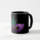 Mug Mardi Gras Masque violet vert or étincelles noir (Devant droit)
