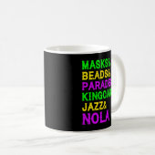 Mug Mardi Gras Masques Perles Parade de Jazz King Cake (Devant droit)