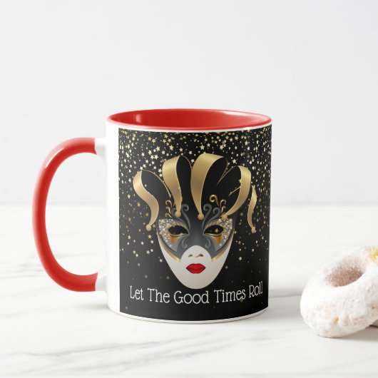 Mug Mardi Gras Mug-Let The Good Times Roll (Avec donut)